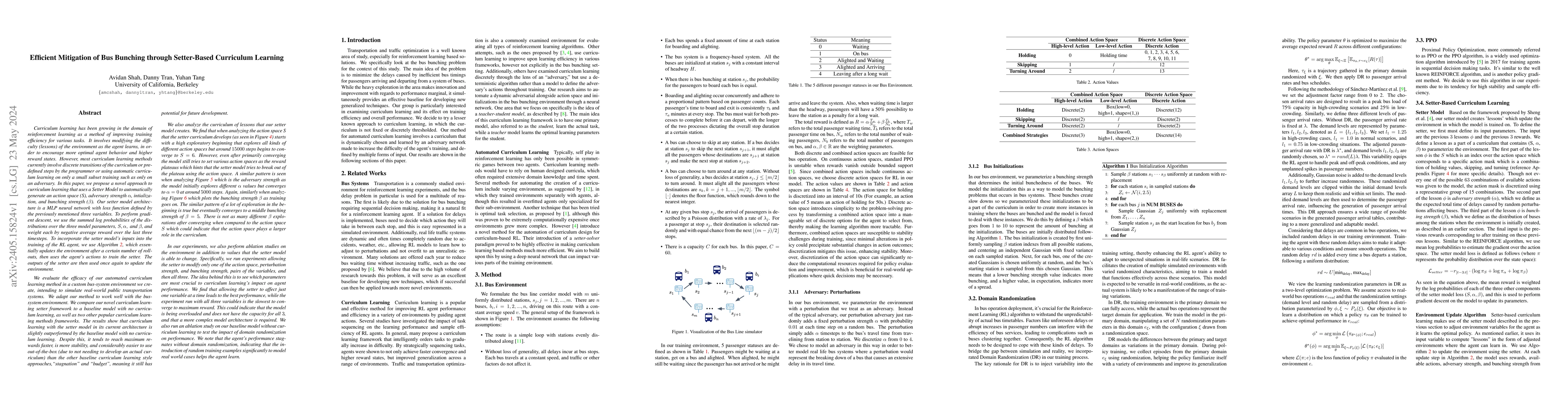 Thumbnail for Efficient Mitigation of Bus Bunching through Setter-Based Curriculum
  Learning