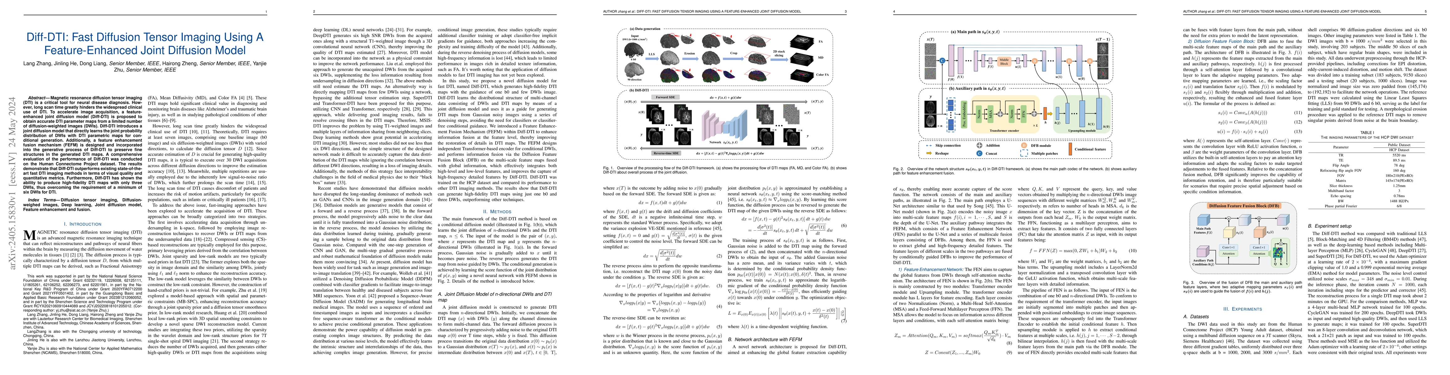 Thumbnail for Diff-DTI: Fast Diffusion Tensor Imaging Using A Feature-Enhanced Joint
  Diffusion Model