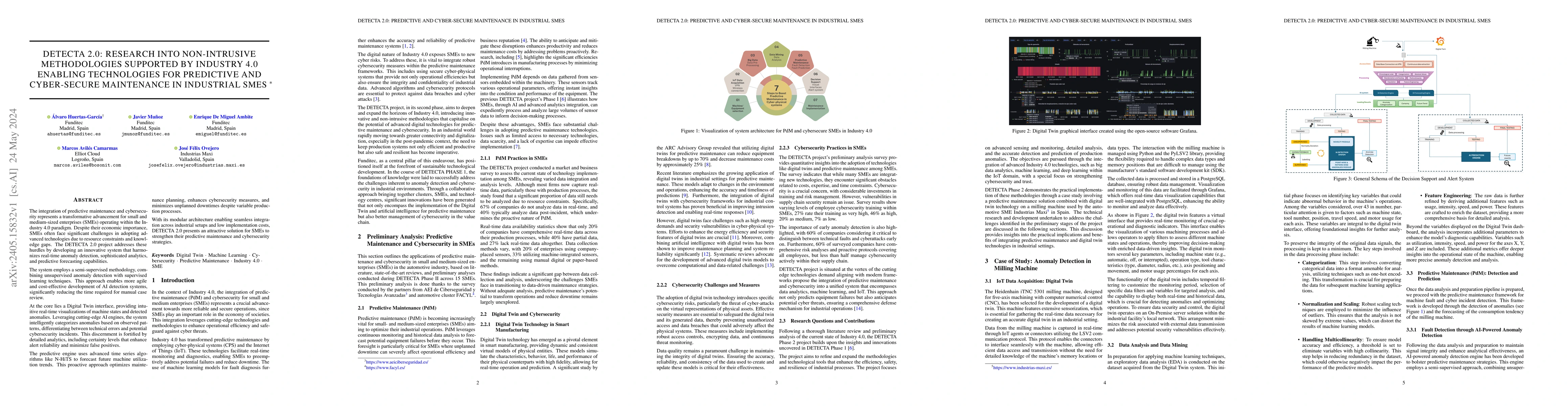 Thumbnail for DETECTA 2.0: Research into non-intrusive methodologies supported by
  Industry 4.0 enabling technologies for predictive and cyber-secure
  maintenance in SMEs