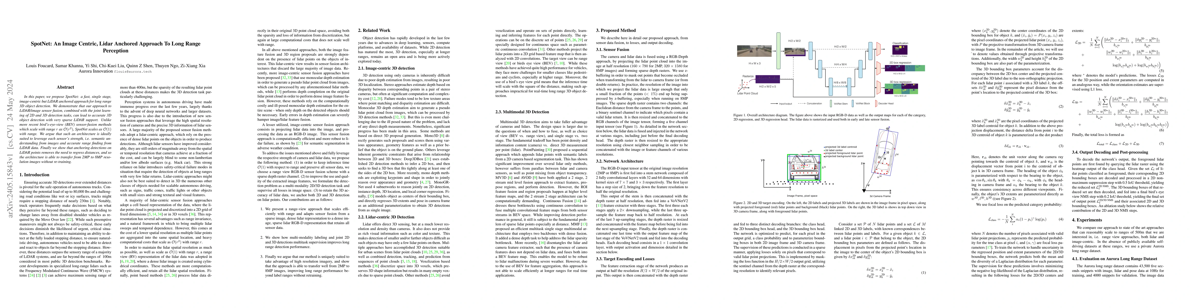 Thumbnail for SpotNet: An Image Centric, Lidar Anchored Approach To Long Range
  Perception