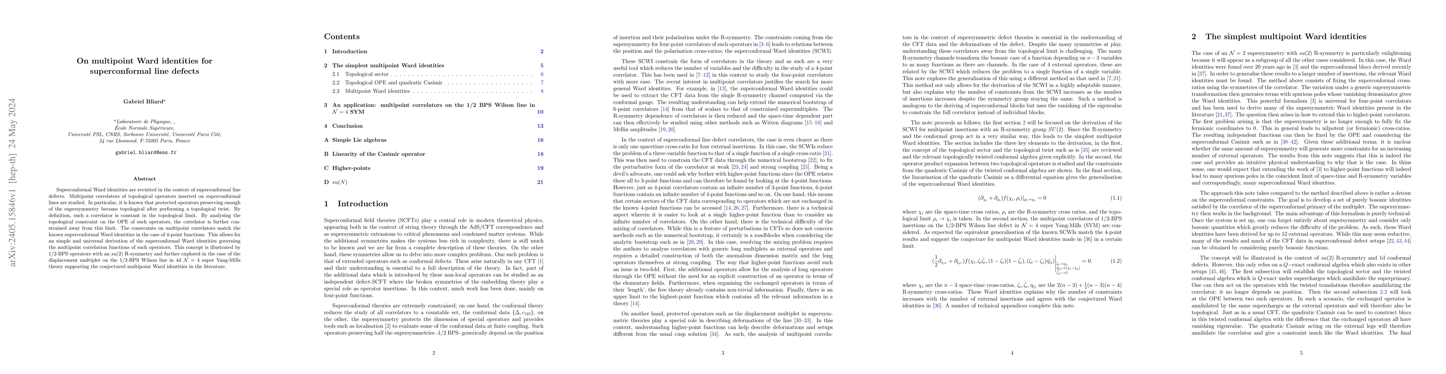 Thumbnail for On multipoint Ward identities for superconformal line defects