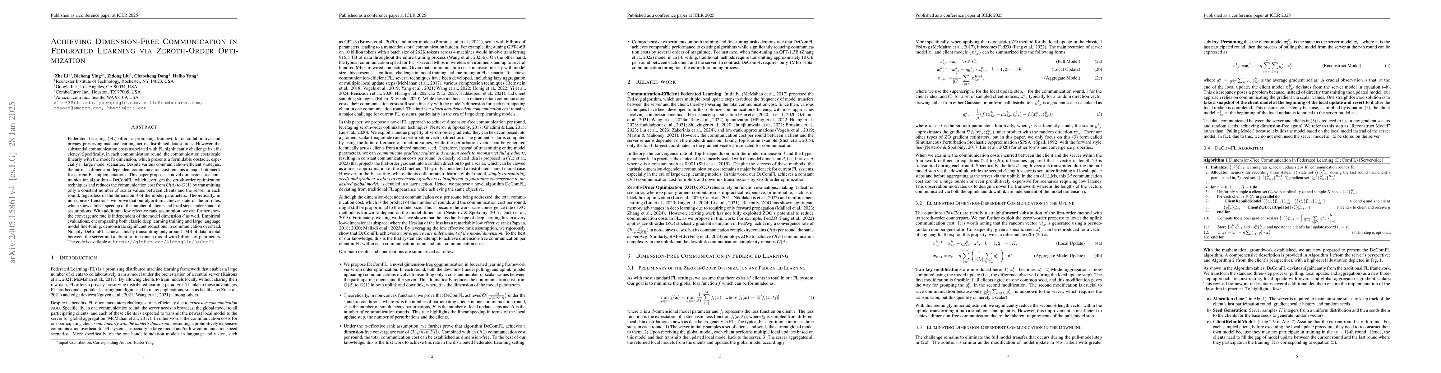 Thumbnail for Achieving Dimension-Free Communication in Federated Learning via
  Zeroth-Order Optimization