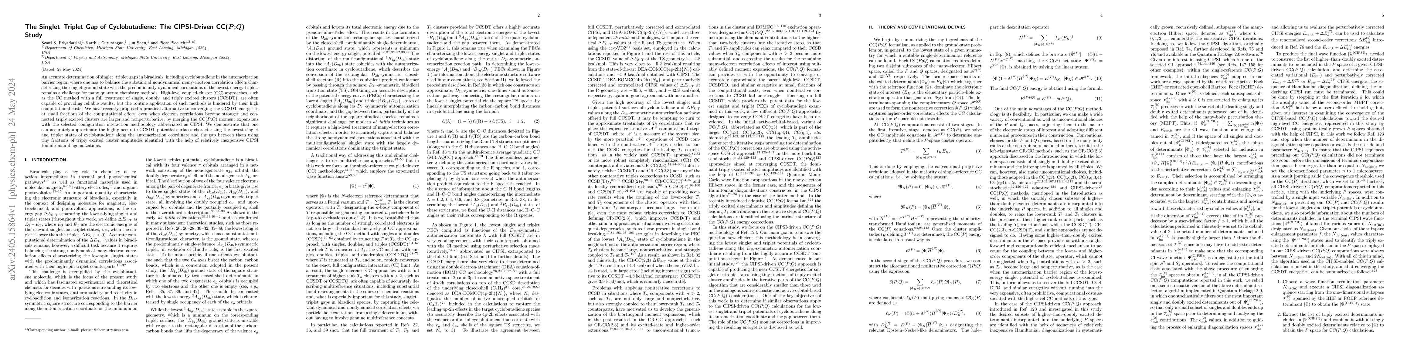 Thumbnail for The Singlet-Triplet Gap of Cyclobutadiene: The CIPSI-Driven CC($P$;$Q$)
  Study