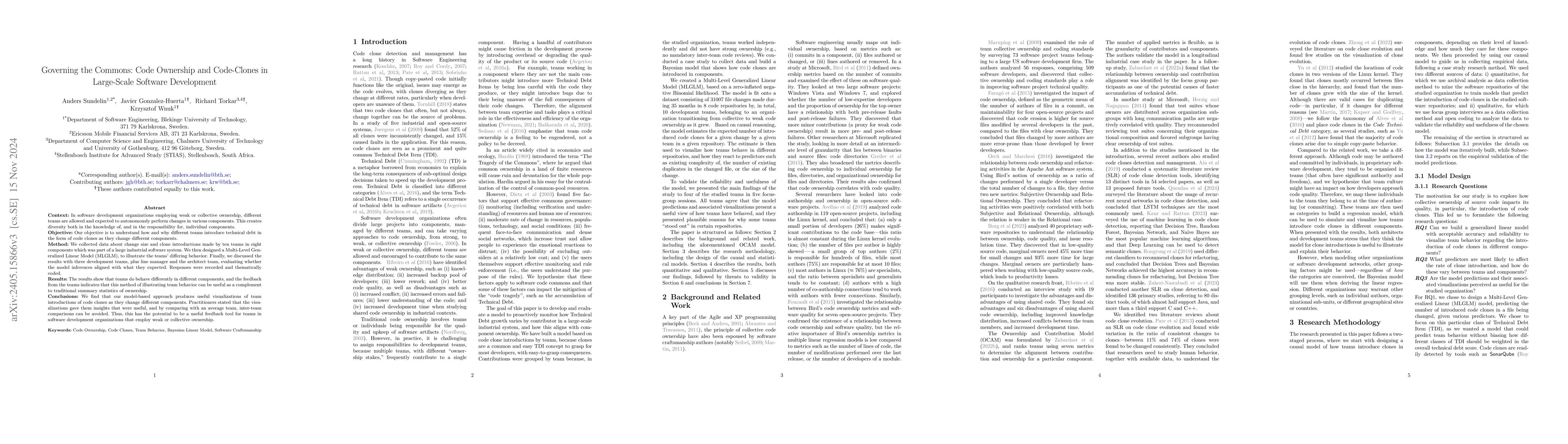 Thumbnail for Governing the Commons: Code Ownership and Code-Clones in Large-Scale
  Software Development