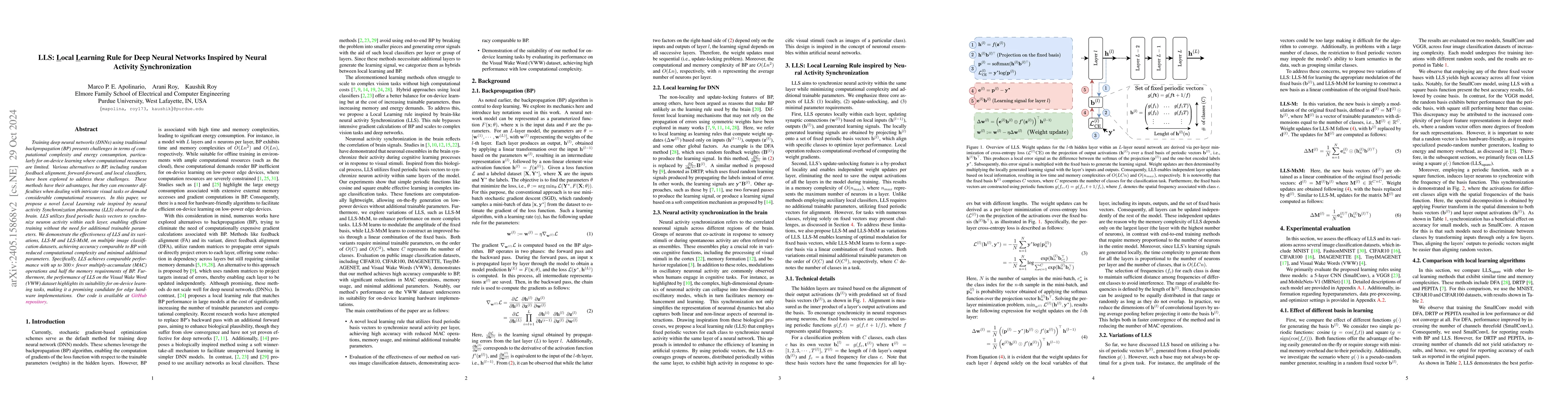 Thumbnail for LLS: Local Learning Rule for Deep Neural Networks Inspired by Neural
  Activity Synchronization