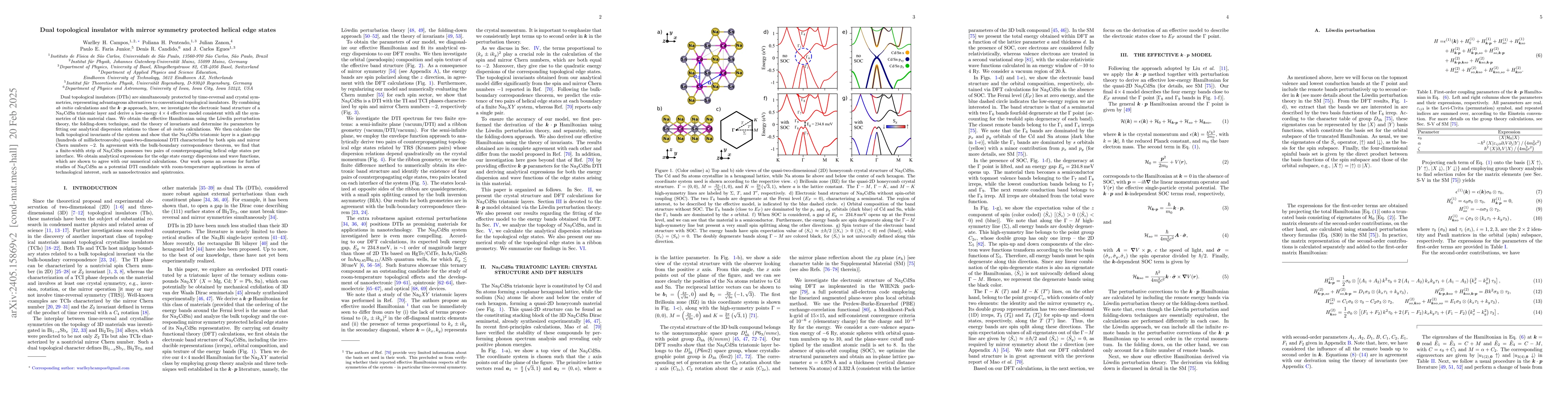 Thumbnail for Dual topological insulator with mirror-symmetry-protected helical edge
  states