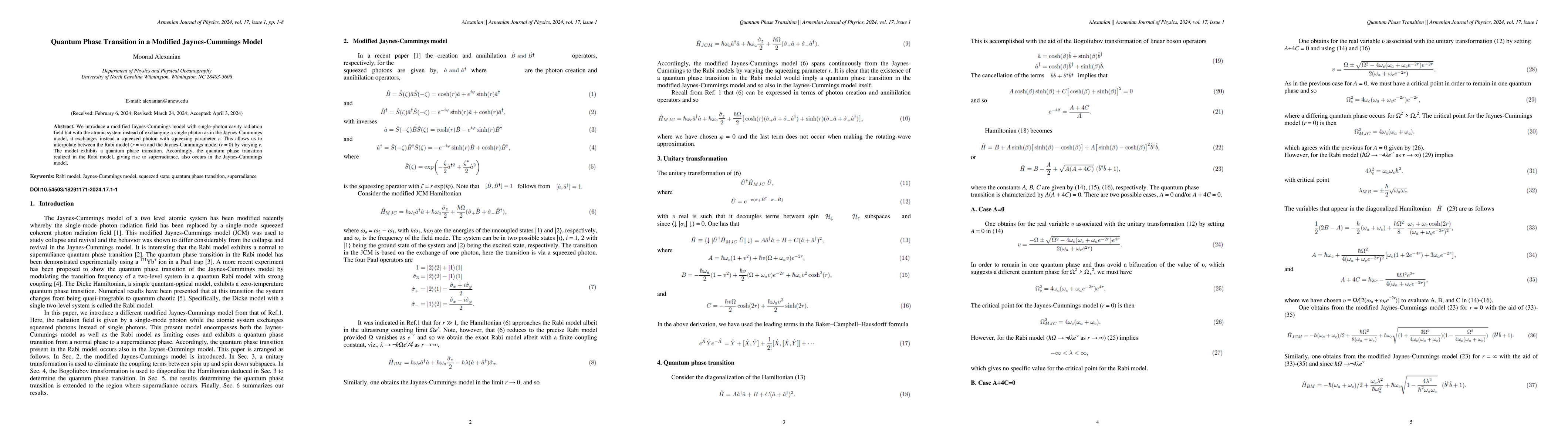 Thumbnail for Quantum Phase Transition in a Modified Jaynes-Cummings Model