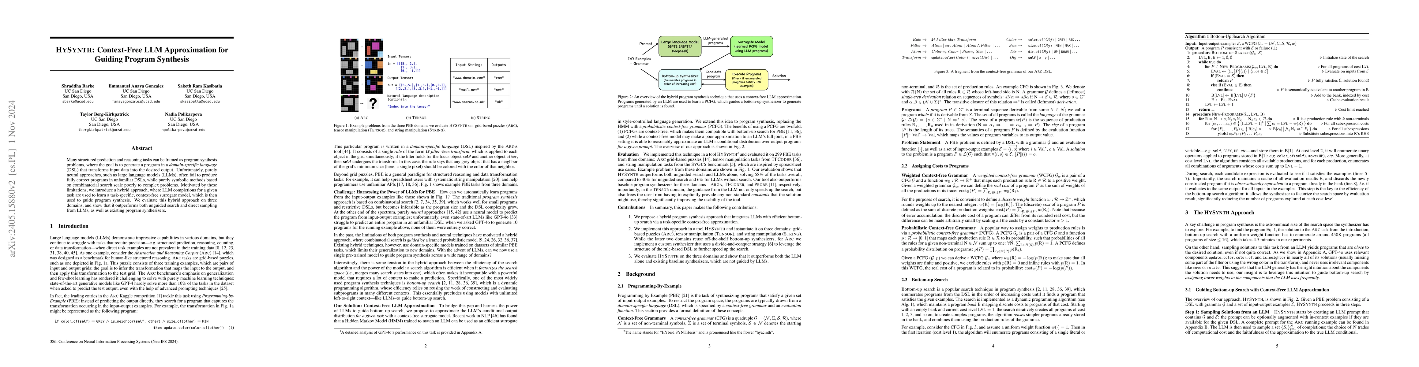 Thumbnail for HYSYNTH: Context-Free LLM Approximation for Guiding Program Synthesis