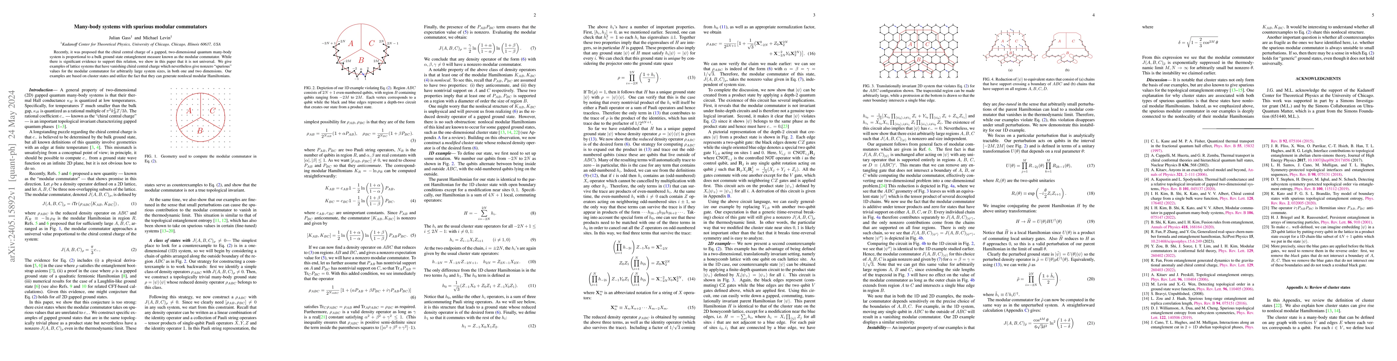 Thumbnail for Many-body systems with spurious modular commutators