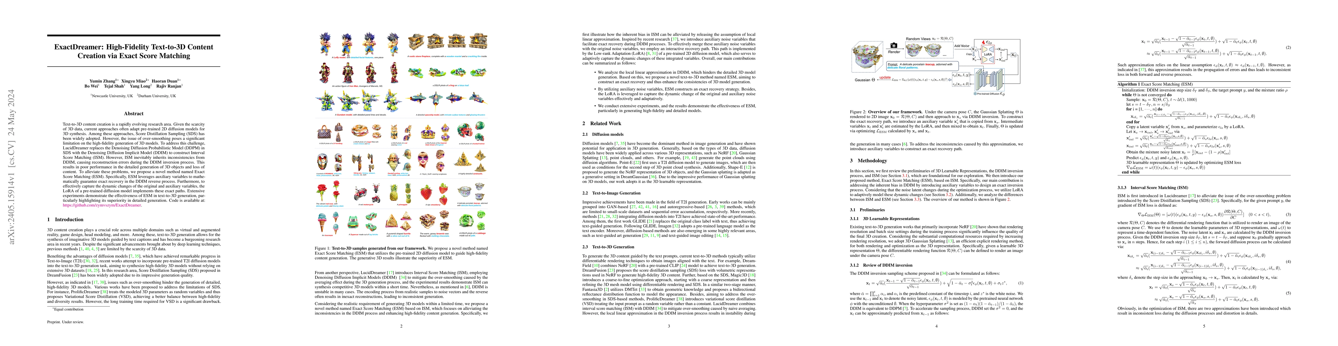 Thumbnail for ExactDreamer: High-Fidelity Text-to-3D Content Creation via Exact Score
  Matching