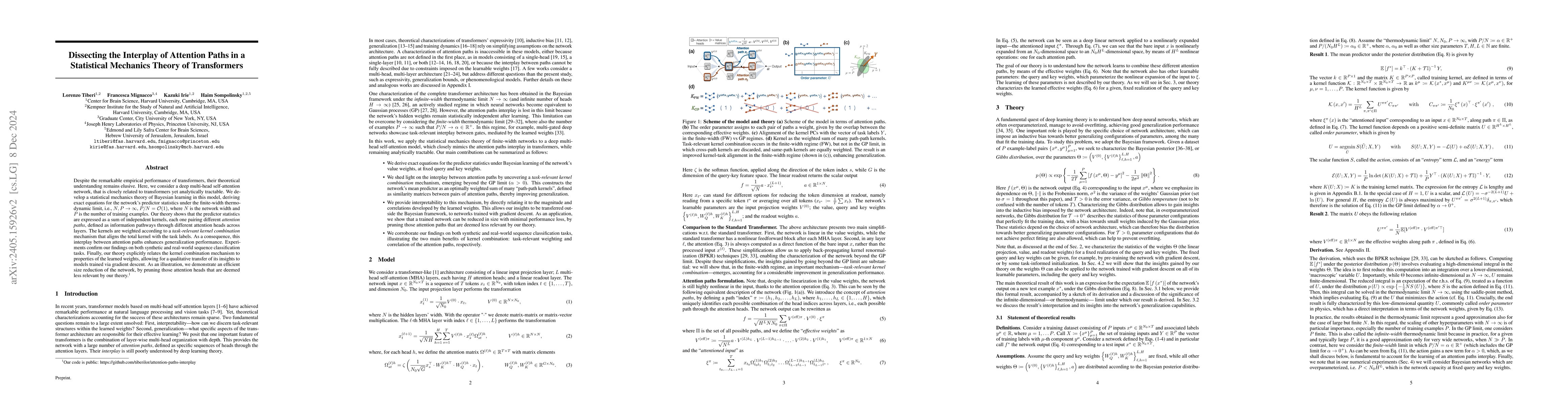 Thumbnail for Dissecting the Interplay of Attention Paths in a Statistical Mechanics
  Theory of Transformers