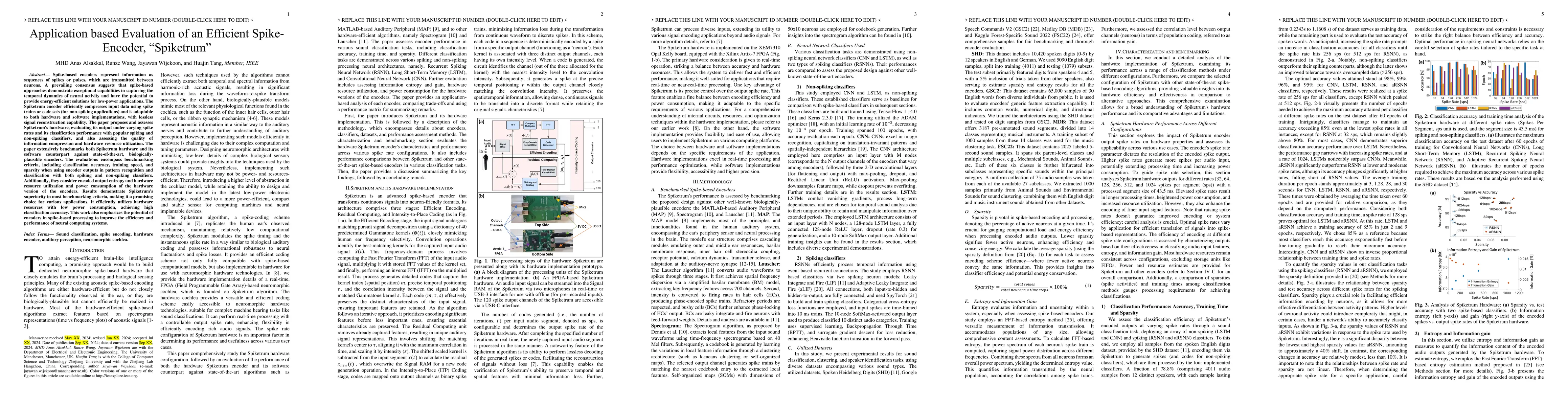 Thumbnail for Application based Evaluation of an Efficient Spike-Encoder, "Spiketrum"