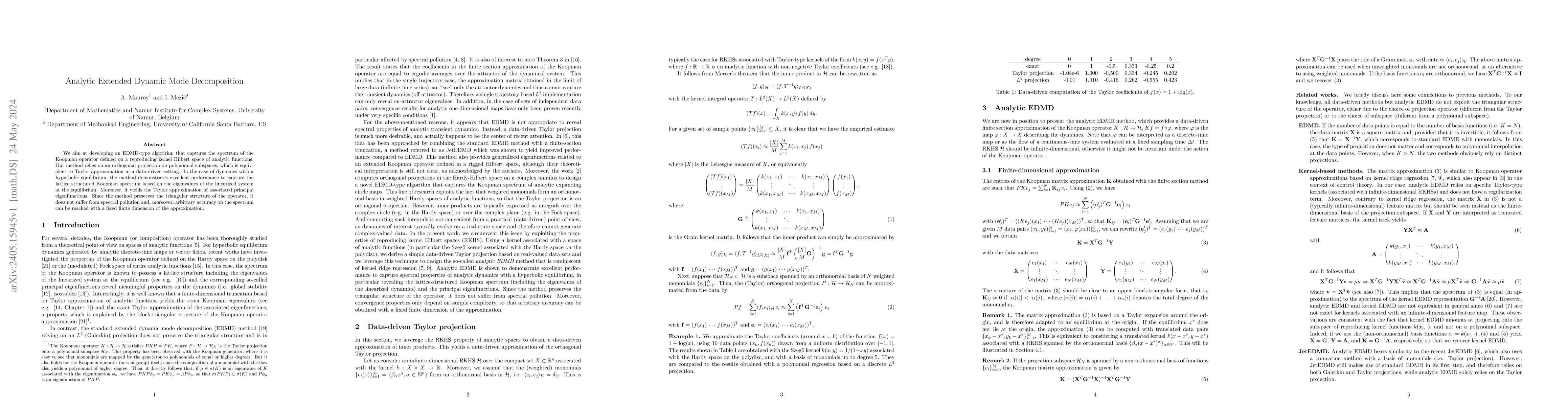 Thumbnail for Analytic Extended Dynamic Mode Decomposition