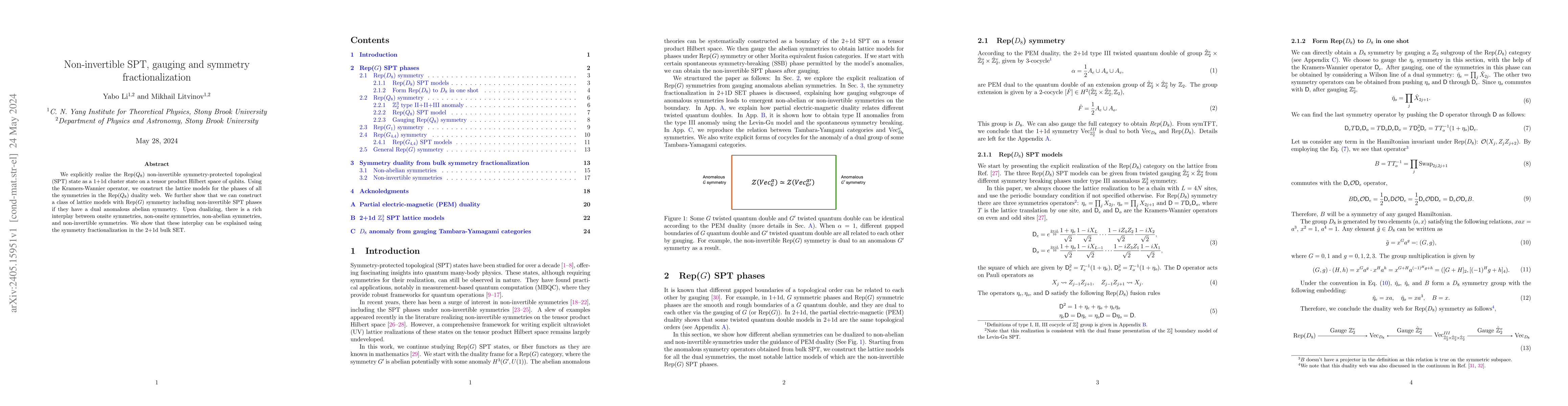 Thumbnail for Non-invertible SPT, gauging and symmetry fractionalization