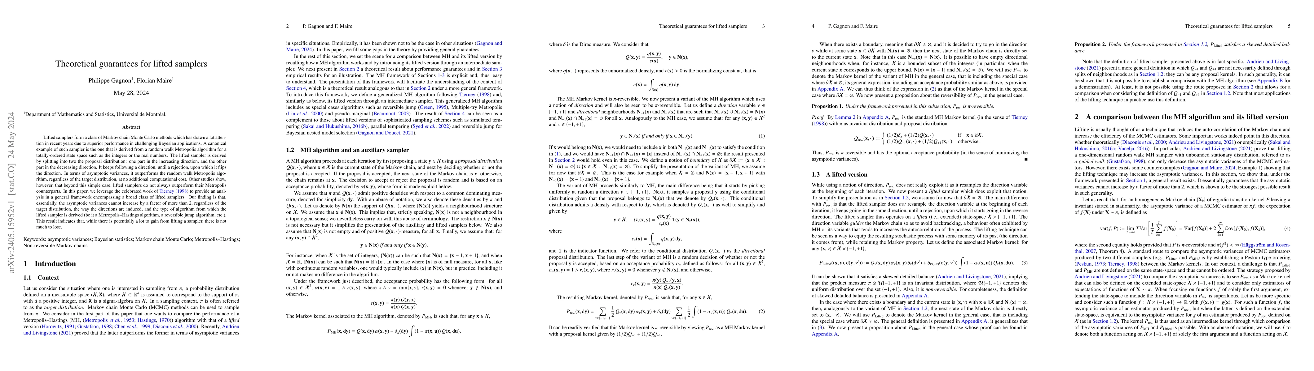 Thumbnail for Theoretical guarantees for lifted samplers
