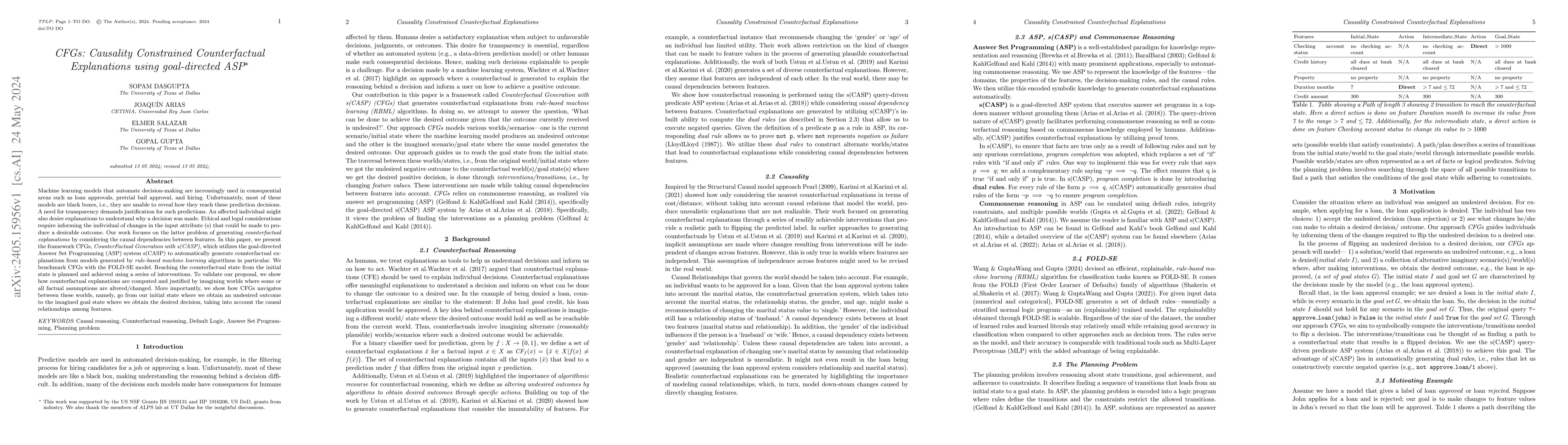 Thumbnail for CFGs: Causality Constrained Counterfactual Explanations using
  goal-directed ASP
