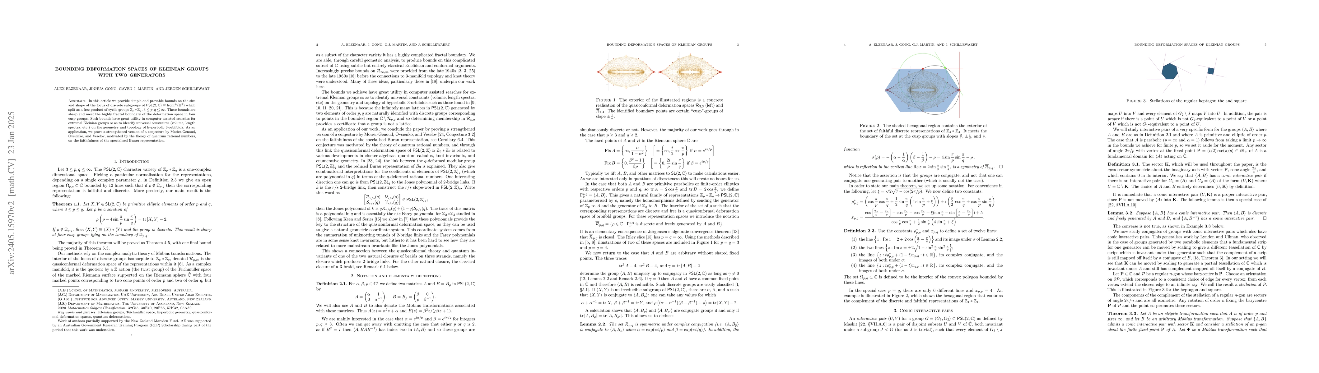 Thumbnail for Bounding deformation spaces of Kleinian groups with two generators