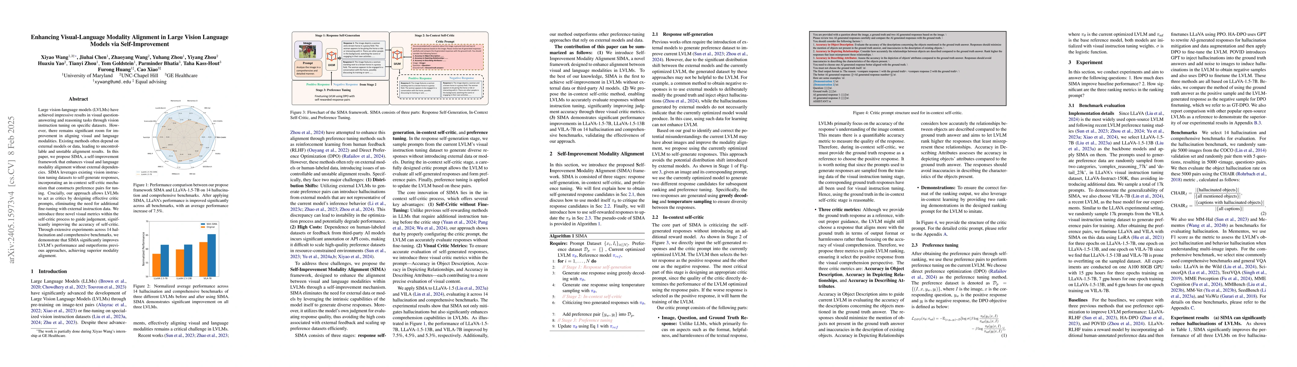 Thumbnail for Enhancing Visual-Language Modality Alignment in Large Vision Language
  Models via Self-Improvement