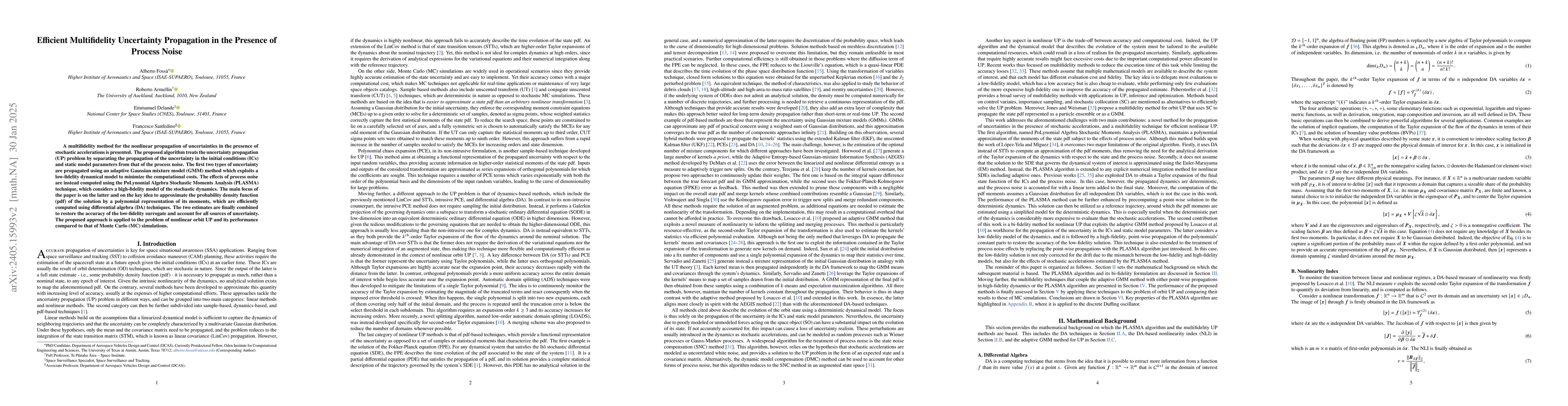Thumbnail for Efficient Multifidelity Uncertainty Propagation in the Presence of
  Process Noise