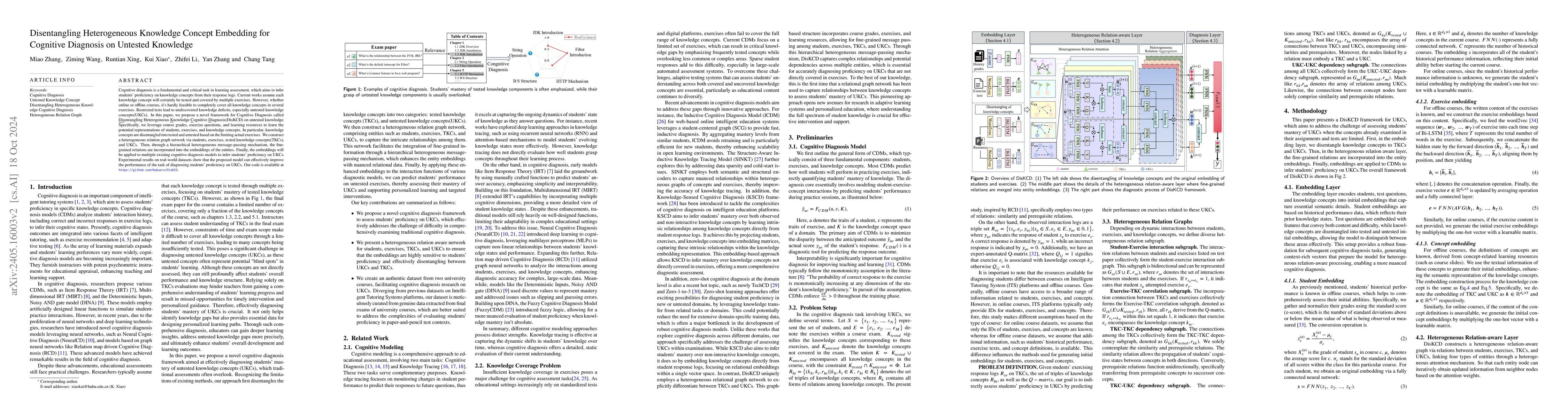 Thumbnail for Disentangling Heterogeneous Knowledge Concept Embedding for Cognitive
  Diagnosis on Untested Knowledge