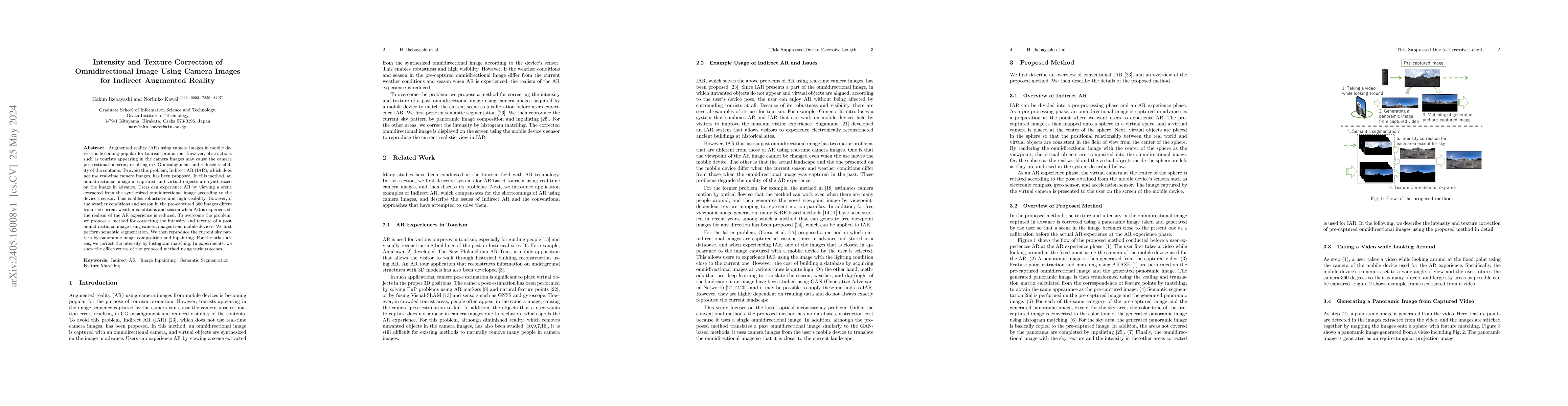 Thumbnail for Intensity and Texture Correction of Omnidirectional Image Using Camera
  Images for Indirect Augmented Reality