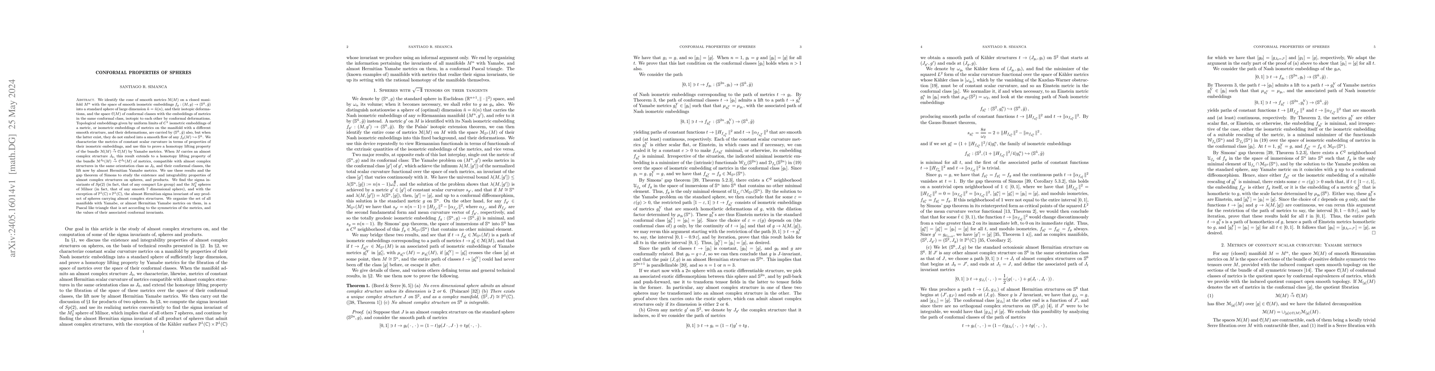 Thumbnail for Conformal properties of spheres