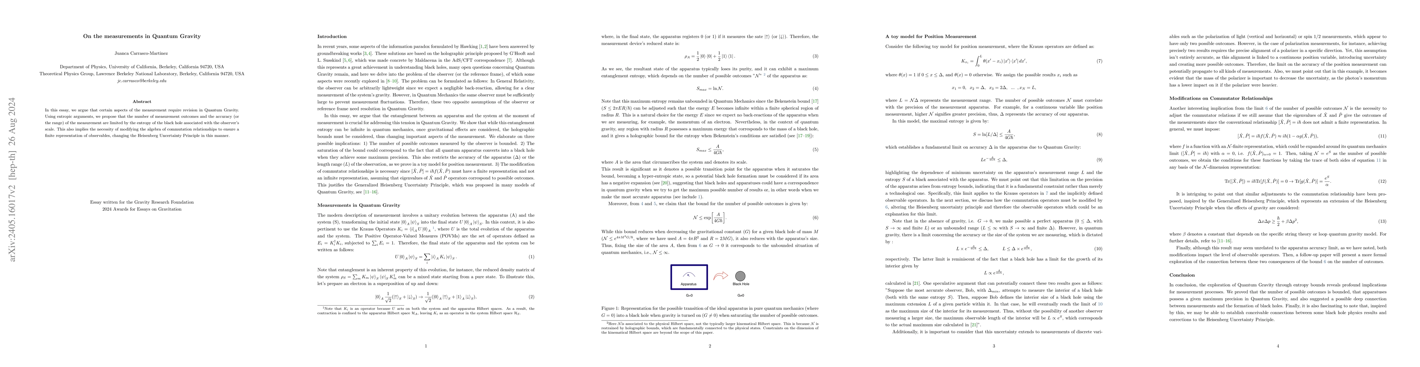 Thumbnail for On the measurements in Quantum Gravity