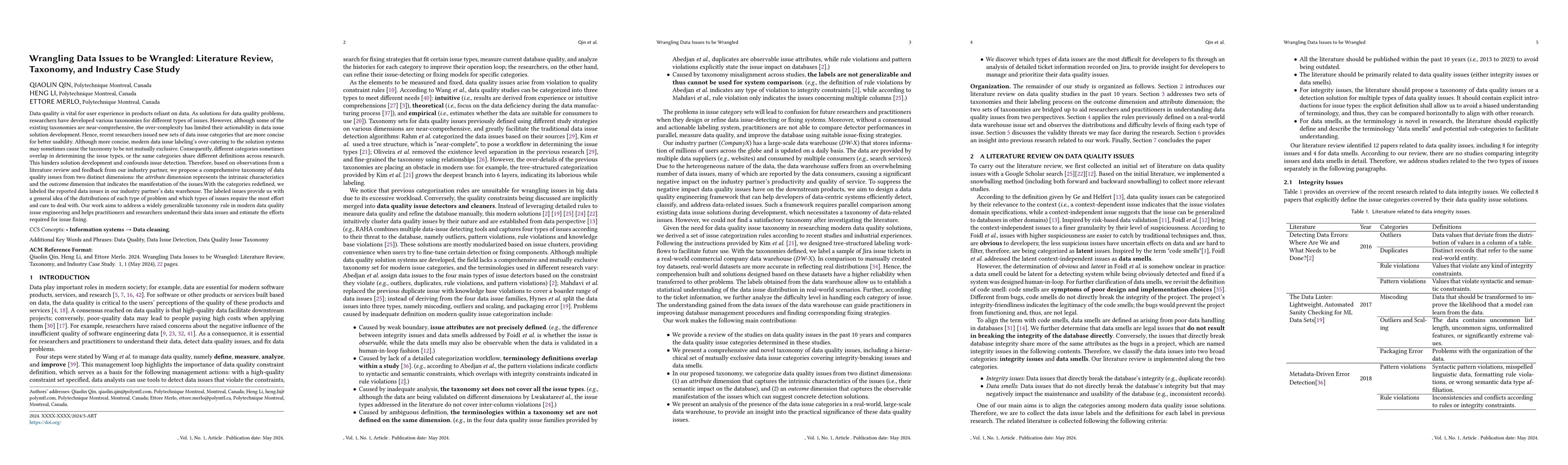 Thumbnail for Wrangling Data Issues to be Wrangled: Literature Review, Taxonomy, and
  Industry Case Study