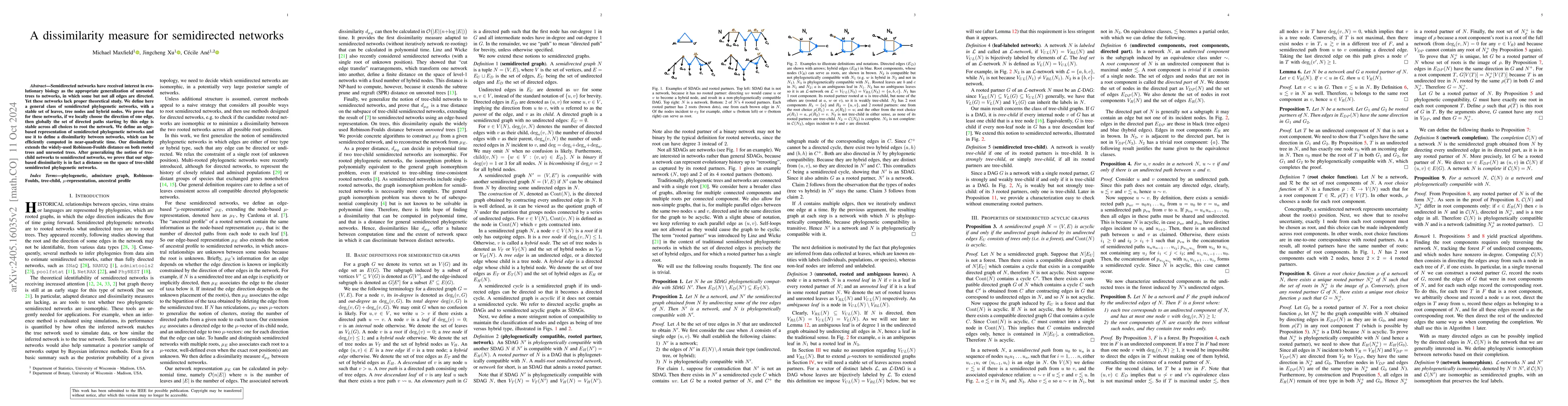 Thumbnail for A dissimilarity measure for semidirected networks