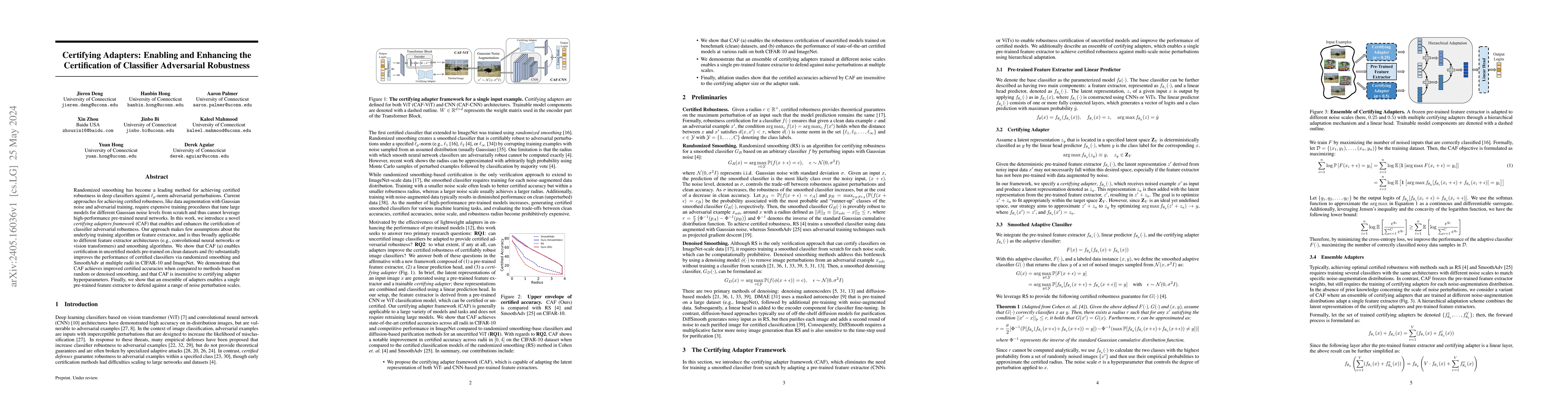 Thumbnail for Certifying Adapters: Enabling and Enhancing the Certification of
  Classifier Adversarial Robustness