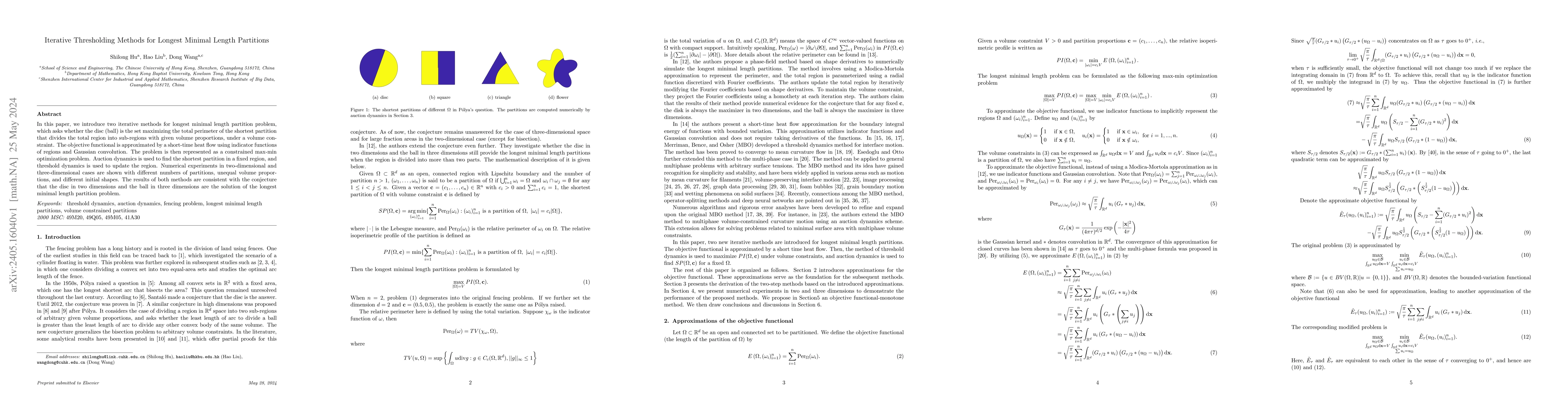 Thumbnail for Iterative Thresholding Methods for Longest Minimal Length Partitions