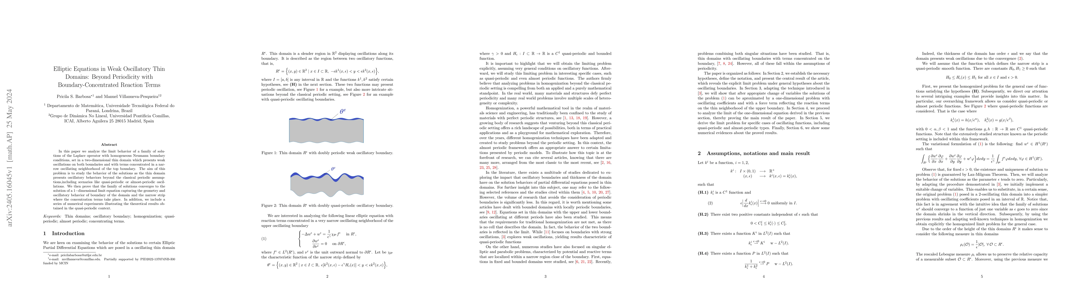 Thumbnail for Elliptic Equations in Weak Oscillatory Thin Domains: Beyond Periodicity
  with Boundary-Concentrated Reaction Terms