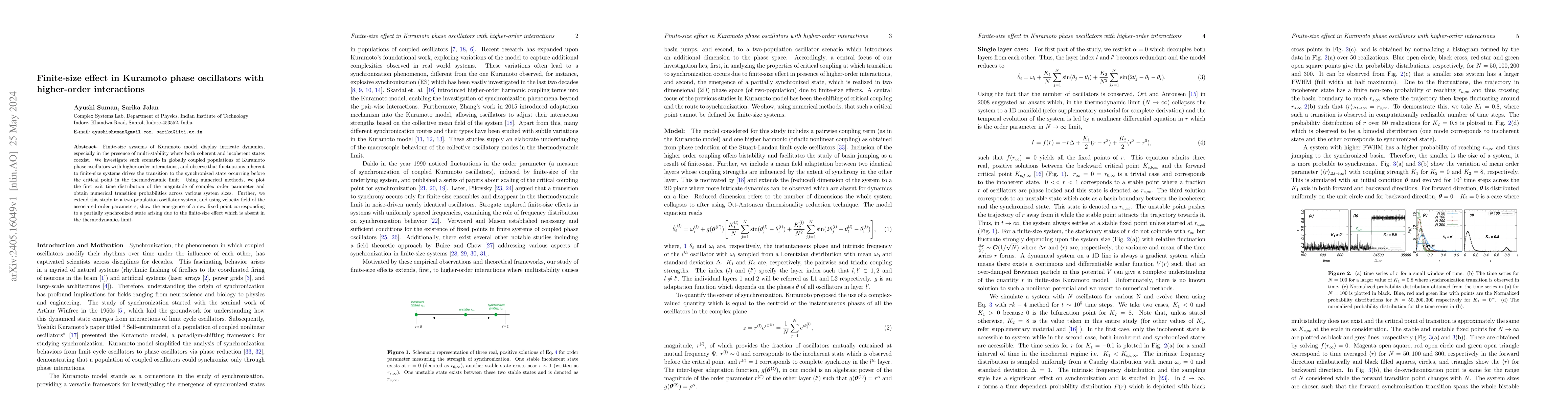 Thumbnail for Finite-size effect in Kuramoto phase oscillators with higher-order
  interactions
