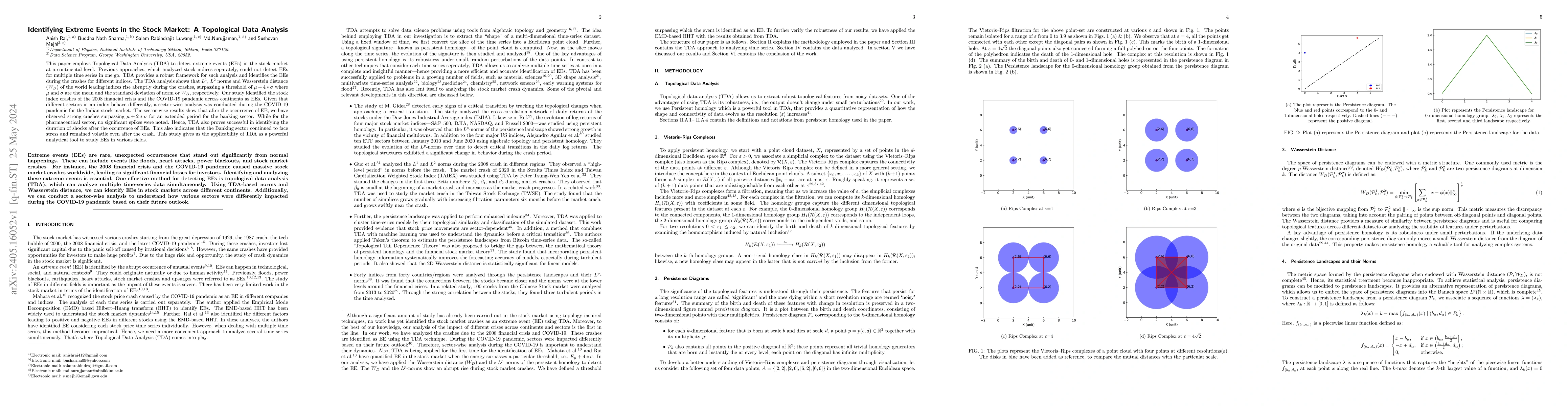 Thumbnail for Identifying Extreme Events in the Stock Market: A Topological Data
  Analysis
