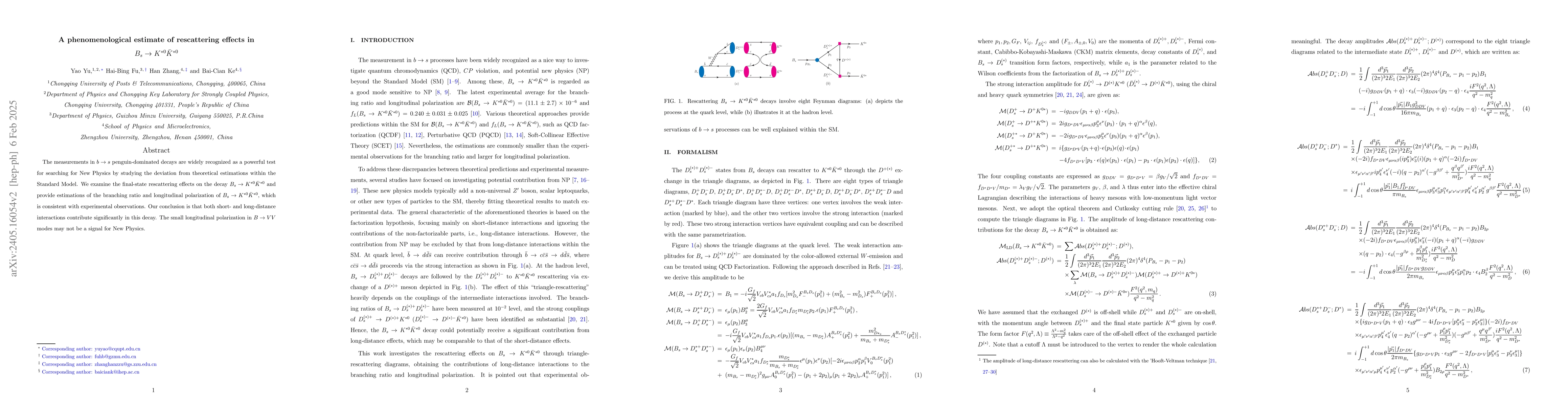 Thumbnail for Rescattering effects in $b\to s$ processes