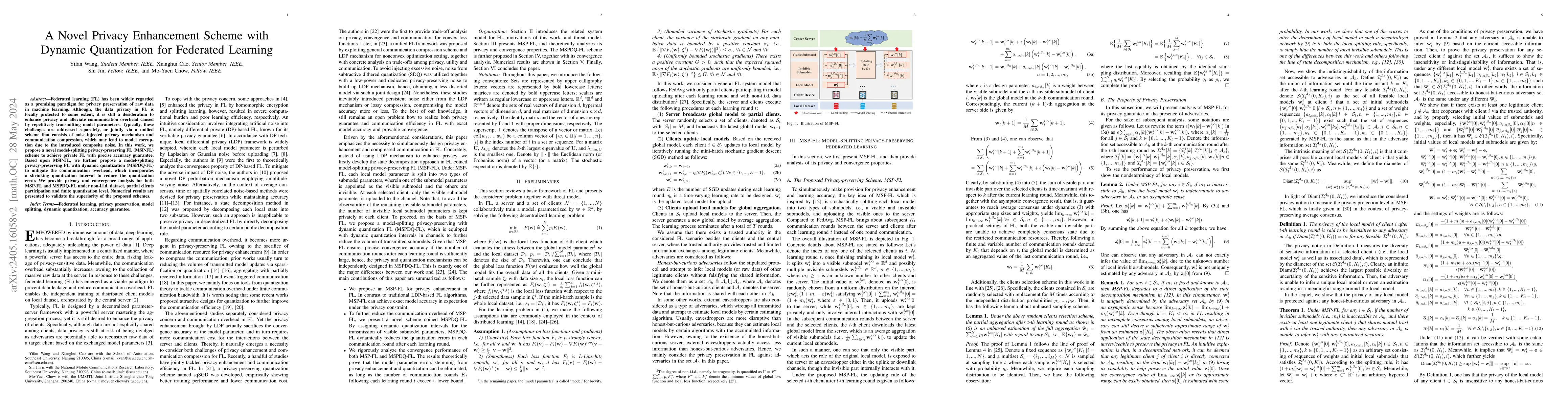 Thumbnail for A Novel Privacy Enhancement Scheme with Dynamic Quantization for
  Federated Learning