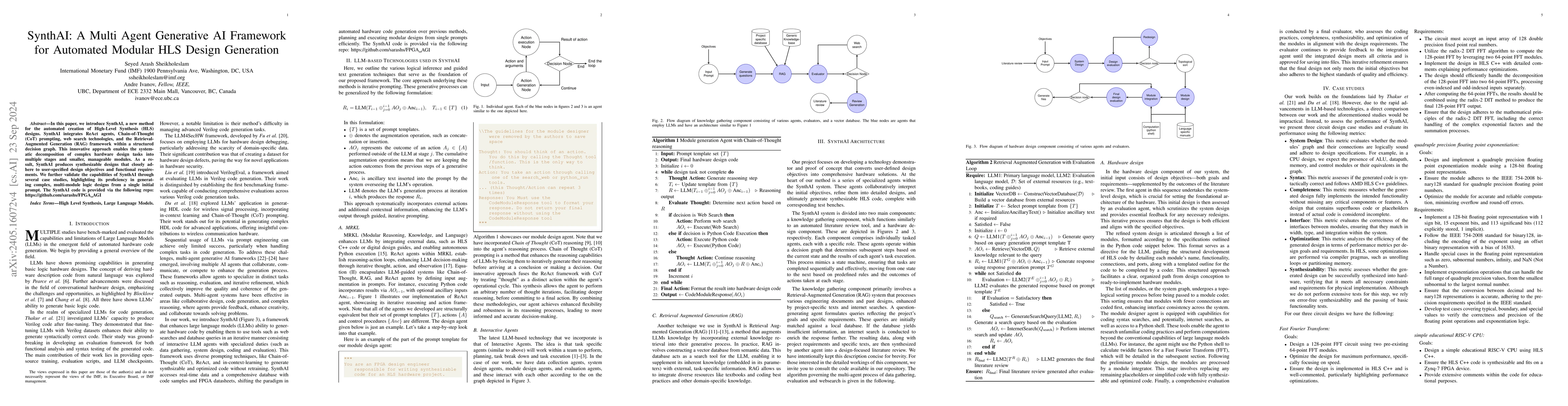 Thumbnail for SynthAI: A Multi Agent Generative AI Framework for Automated Modular HLS
  Design Generation