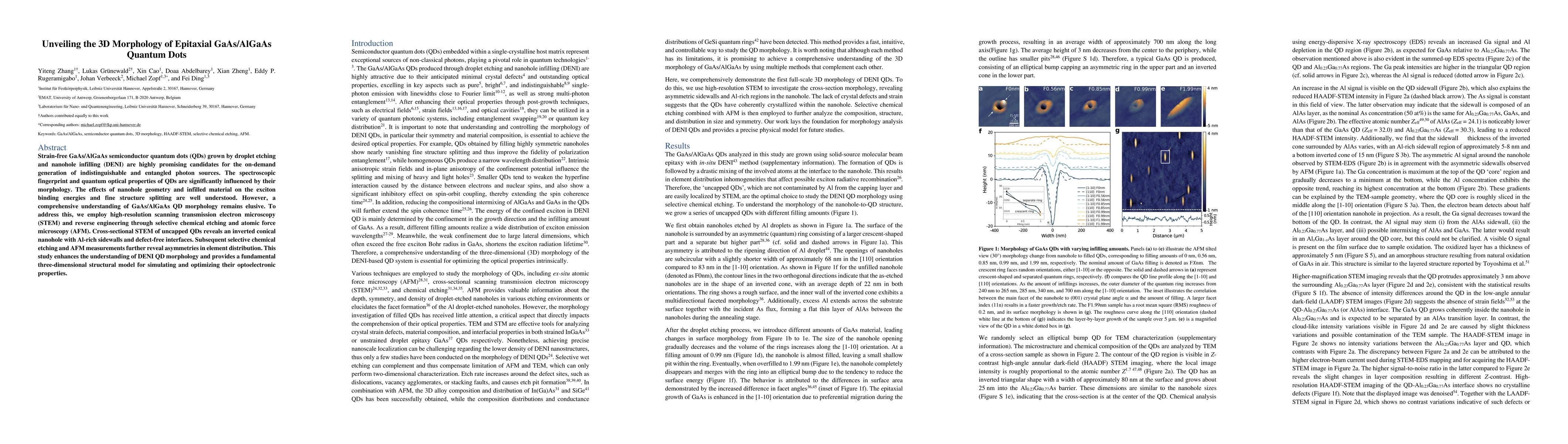 Thumbnail for Unveiling the 3D Morphology of Epitaxial GaAs/AlGaAs Quantum Dots