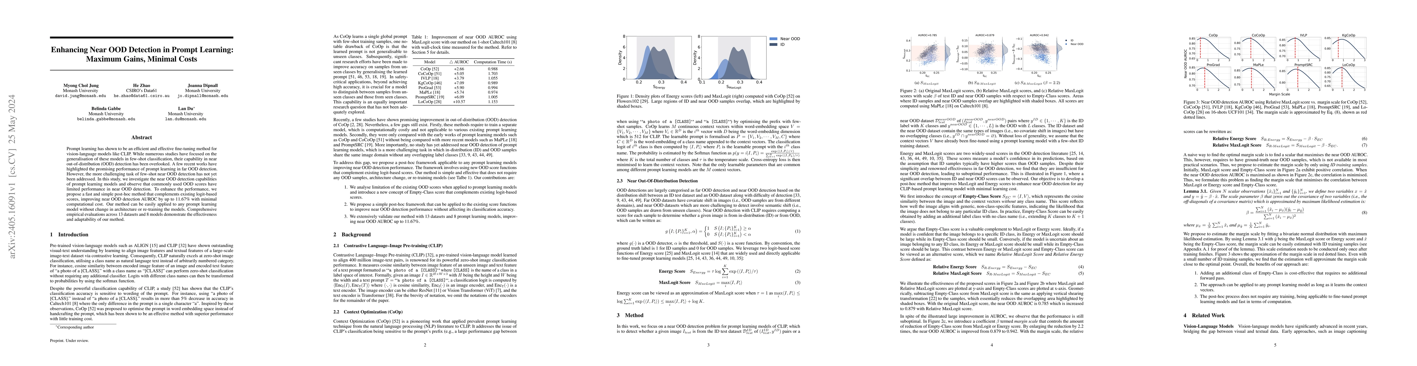 Thumbnail for Enhancing Near OOD Detection in Prompt Learning: Maximum Gains, Minimal
  Costs