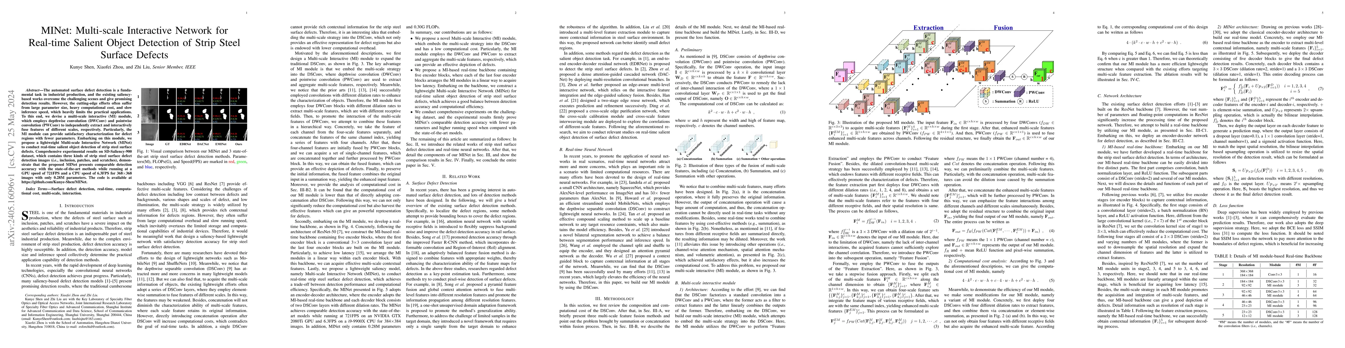 Thumbnail for MINet: Multi-scale Interactive Network for Real-time Salient Object
  Detection of Strip Steel Surface Defects