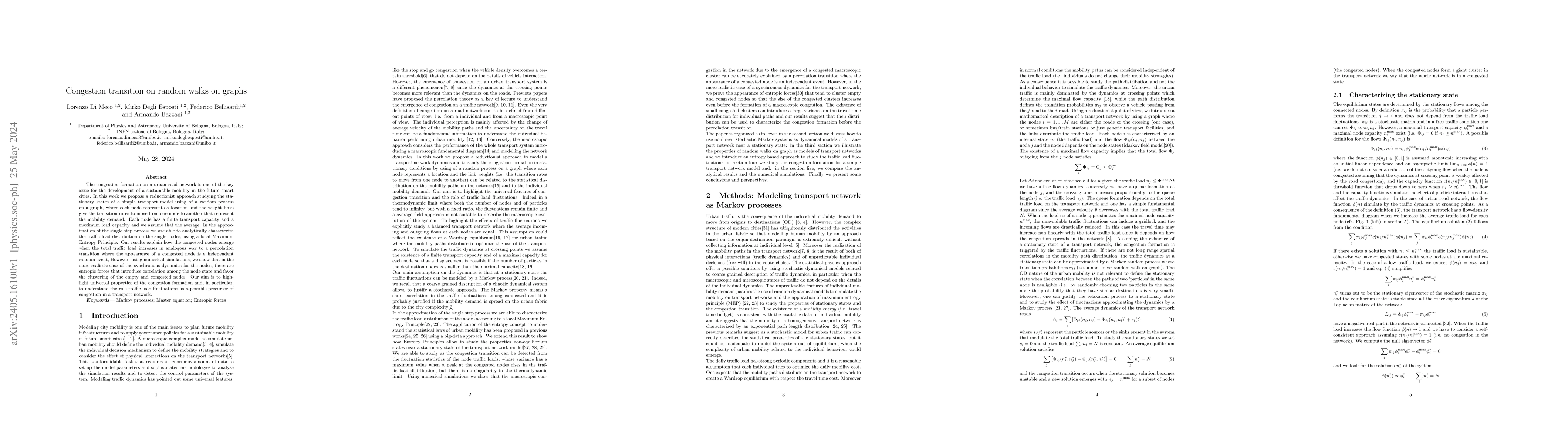Thumbnail for Congestion transition on random walks on graphs
