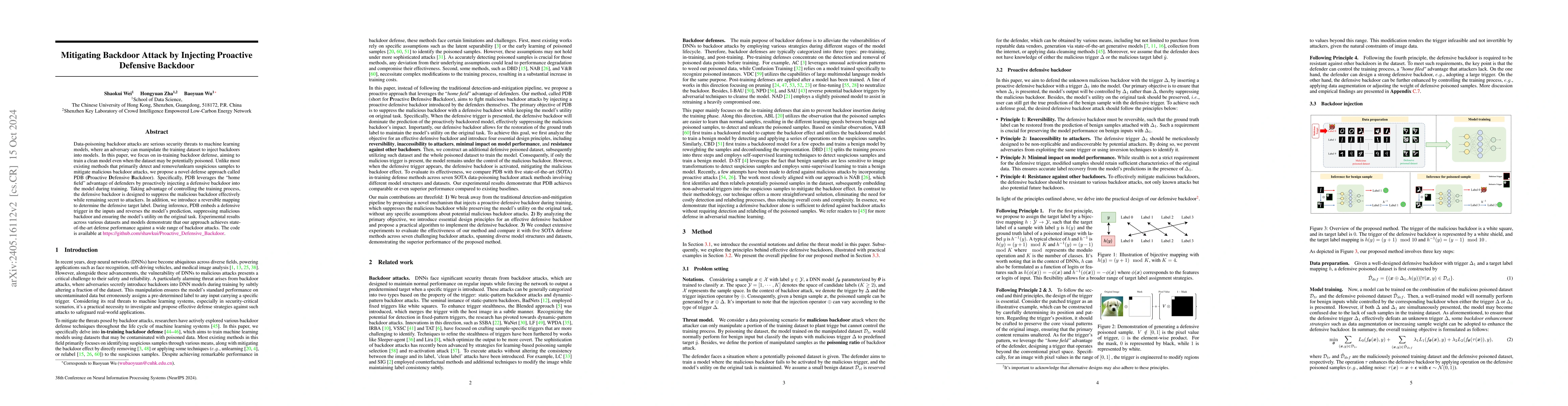 Thumbnail for Mitigating Backdoor Attack by Injecting Proactive Defensive Backdoor