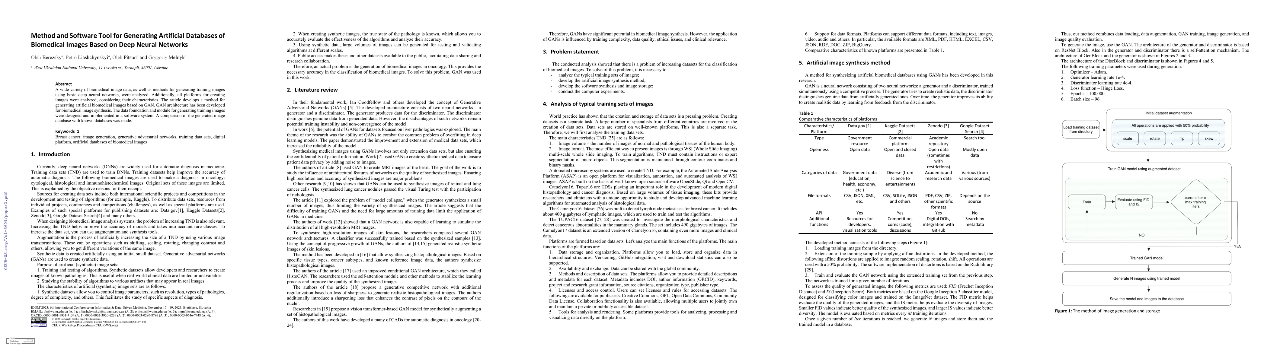 Thumbnail for Method and Software Tool for Generating Artificial Databases of
  Biomedical Images Based on Deep Neural Networks