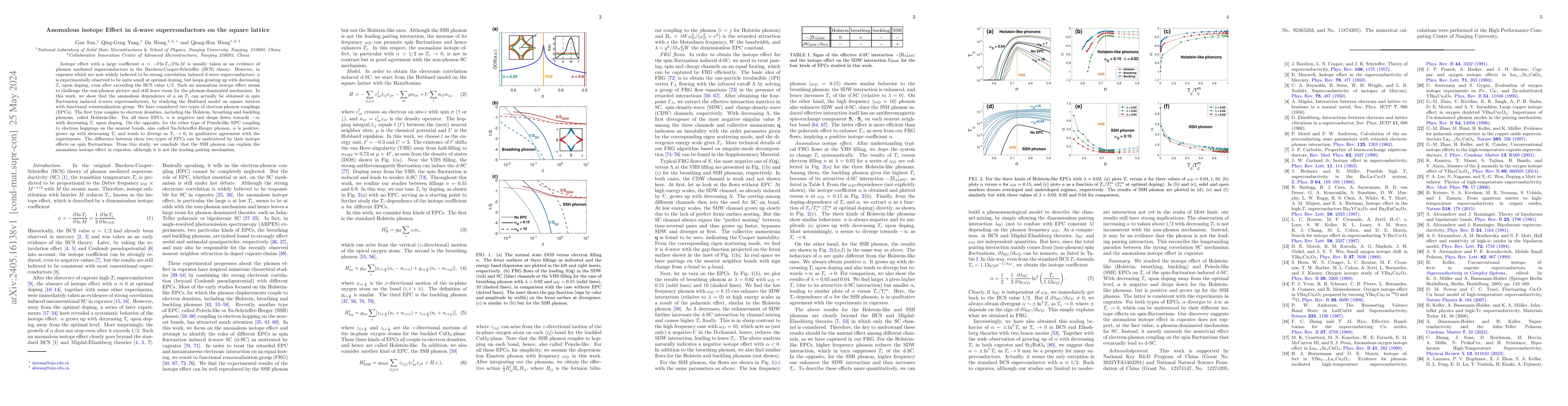 Thumbnail for Anomalous isotope Effect in d-wave superconductors on the square lattice
