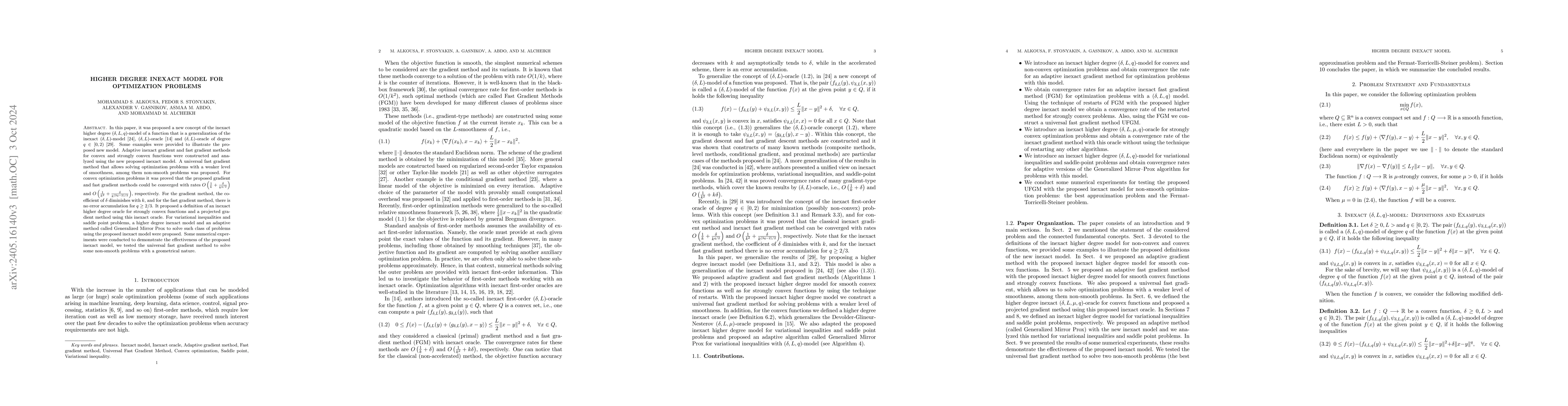 Thumbnail for Higher Degree Inexact Model for Optimization problems