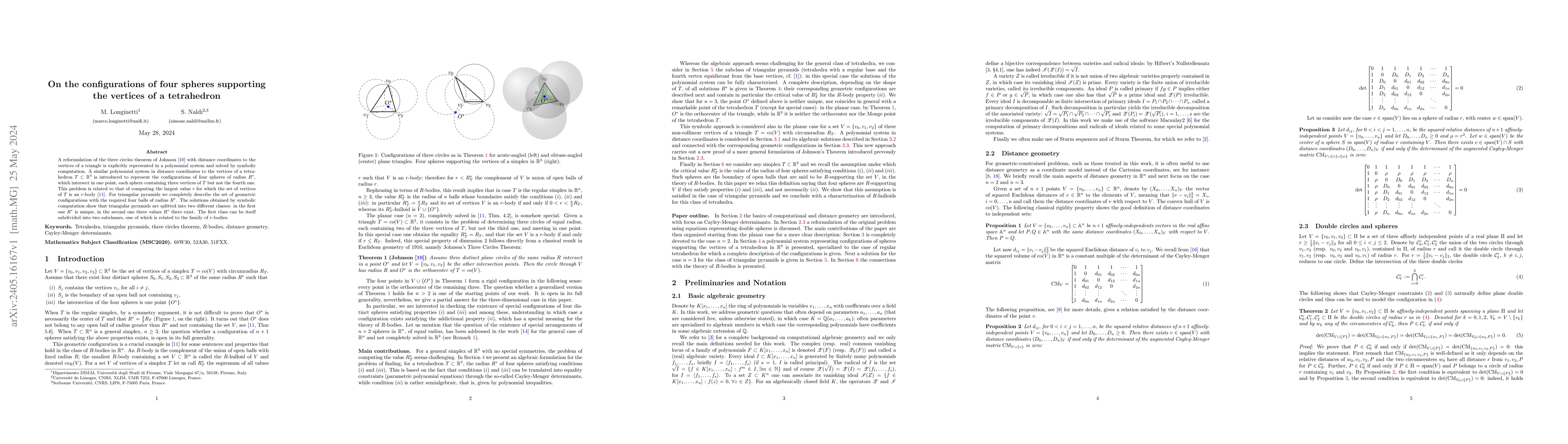 Thumbnail for On the configurations of four spheres supporting the vertices of a
  tetrahedron
