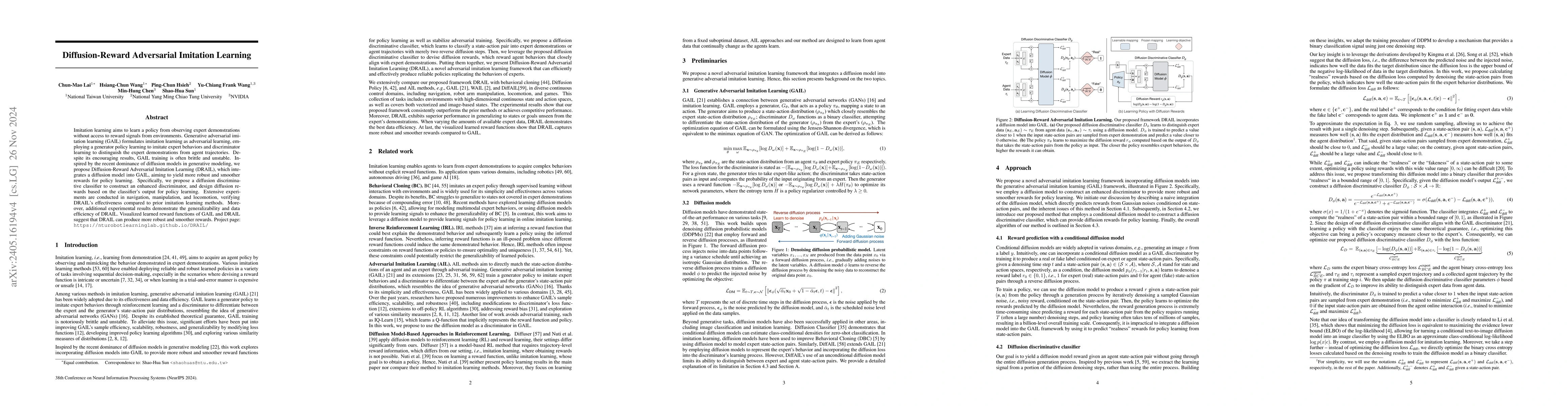 Thumbnail for Diffusion-Reward Adversarial Imitation Learning