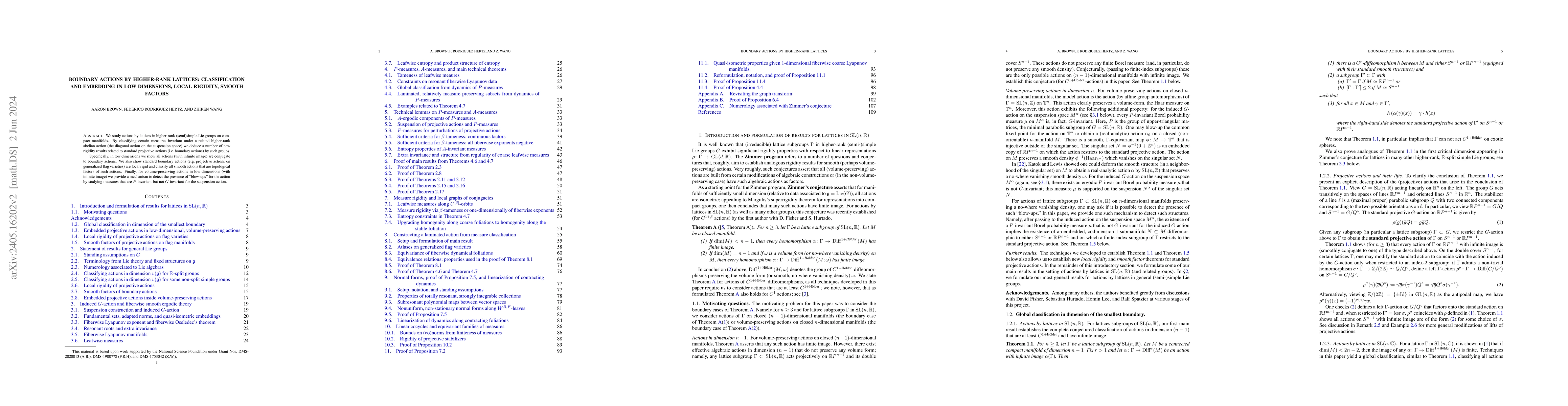Thumbnail for Boundary actions by higher-rank lattices: Classification and embedding
  in low dimensions, local rigidity, smooth factors