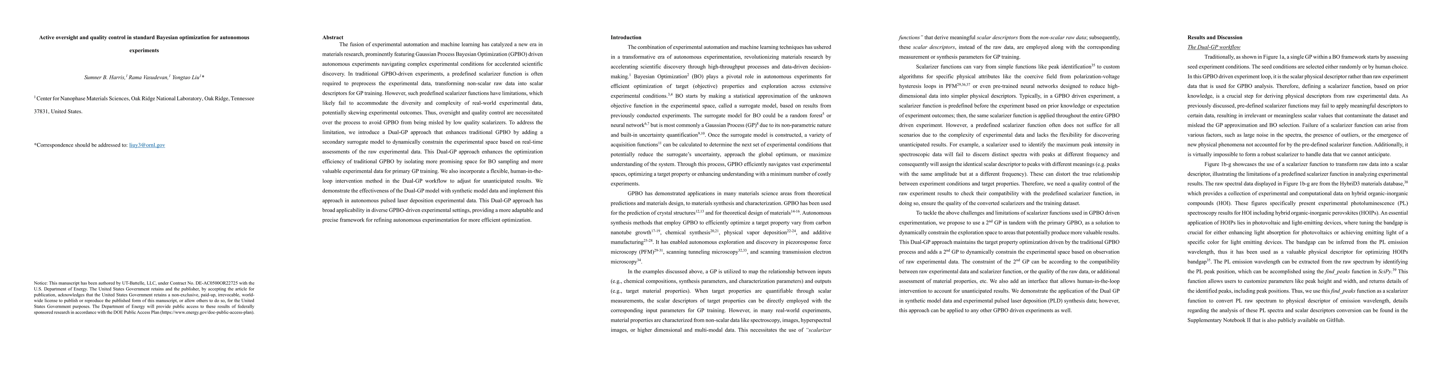 Thumbnail for Active oversight and quality control in standard Bayesian optimization
  for autonomous experiments
