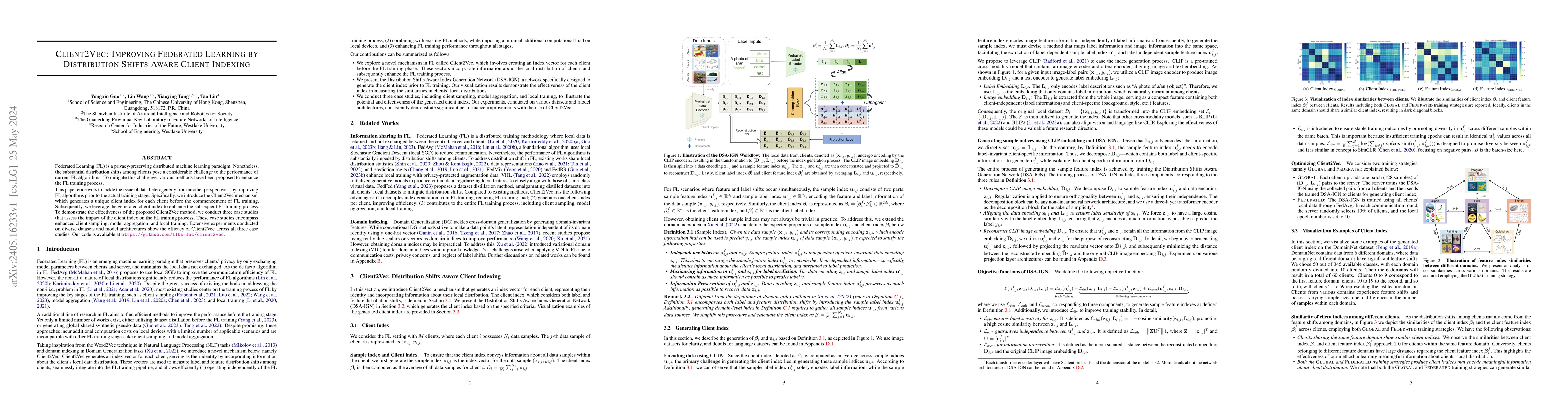Thumbnail for Client2Vec: Improving Federated Learning by Distribution Shifts Aware
  Client Indexing